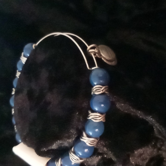 Alex and Ani bangles bracelet blue beaded with a Celtic knot design bead. - Picture 3 of 6